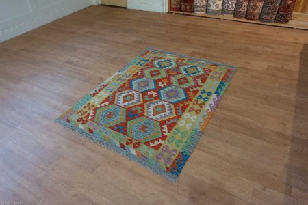 Hand-Knotted Mazar Kilim From Afghanistan