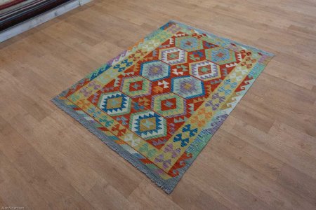 Hand-Knotted Mazar Kilim From Afghanistan