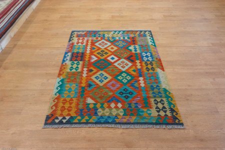 Hand-Knotted Mazar Kilim From Afghanistan