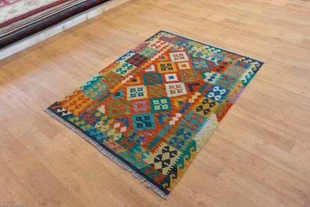 Hand-Knotted Mazar Kilim From Afghanistan