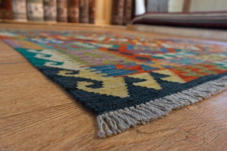 Hand-Knotted Mazar Kilim From Afghanistan