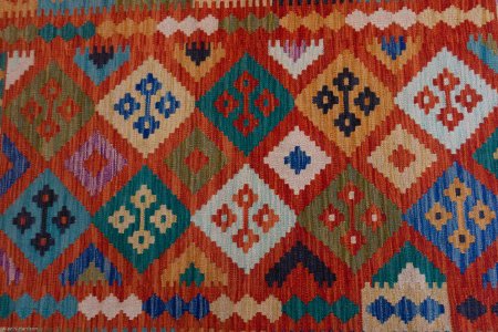 Hand-Knotted Mazar Kilim From Afghanistan