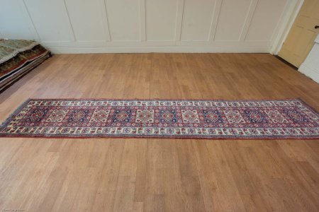 Hand-Knotted Kazak Runner From Afghanistan