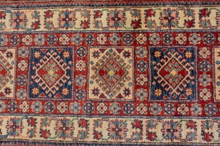 Hand-Knotted Kazak Runner From Afghanistan