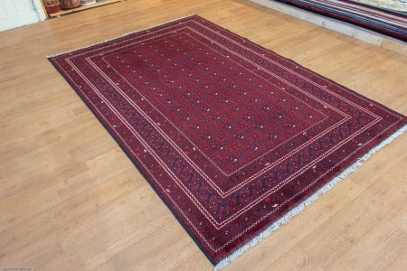 Hand-Knotted Kundoz Rug From Afghanistan