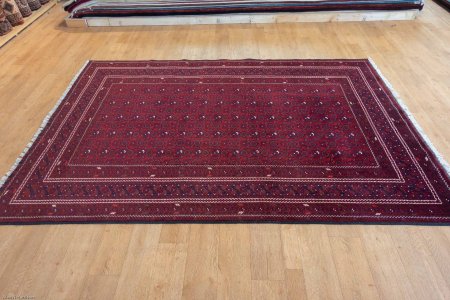 Hand-Knotted Kundoz Rug From Afghanistan
