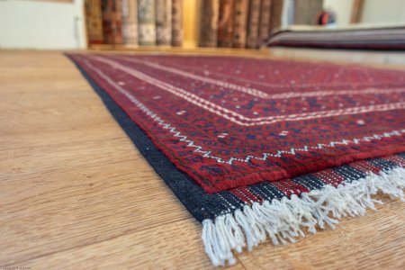 Hand-Knotted Kundoz Rug From Afghanistan