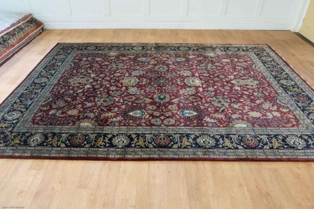 Hand-Knotted Mashad Palace Rug From India