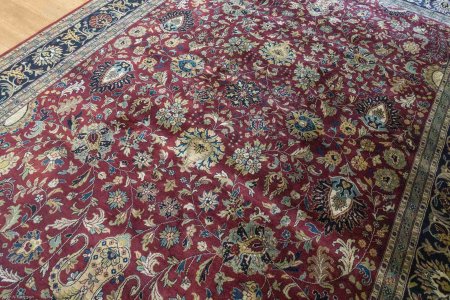 Hand-Knotted Mashad Palace Rug From India