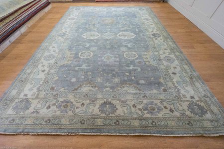 Hand-Knotted Indo Ushak Rug From India