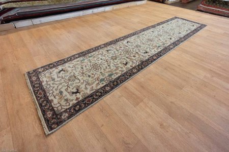 Hand-Knotted Indo Serapi Runner From India