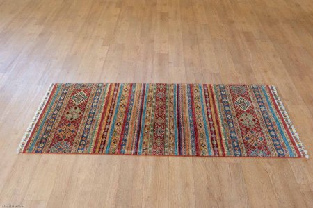 Hand-Knotted Kashgari Runner From Afghanistan