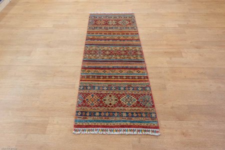 Hand-Knotted Kashgari Runner From Afghanistan