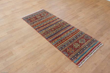 Hand-Knotted Kashgari Runner From Afghanistan