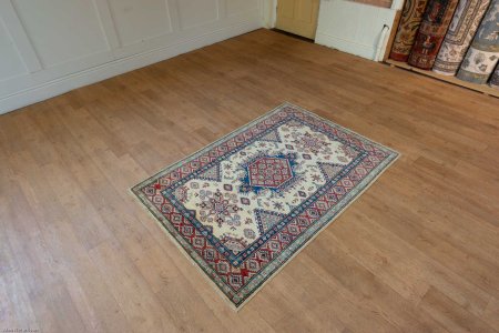 Hand-Knotted Kazak Rug From Afghanistan