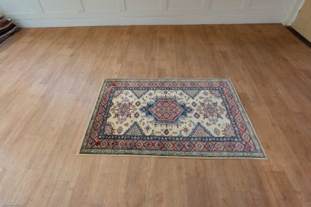 Hand-Knotted Kazak Rug From Afghanistan