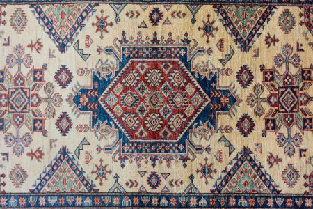 Hand-Knotted Kazak Rug From Afghanistan