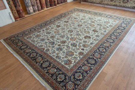 Hand-Knotted Mashad Rug From Iran (Persian)