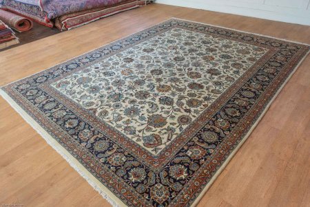 Hand-Knotted Mashad Rug From Iran (Persian)