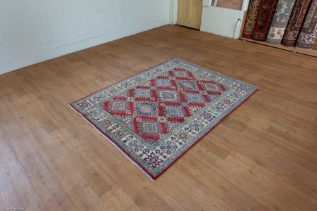 Hand-Knotted Kazak Yakash Rug From Afghanistan