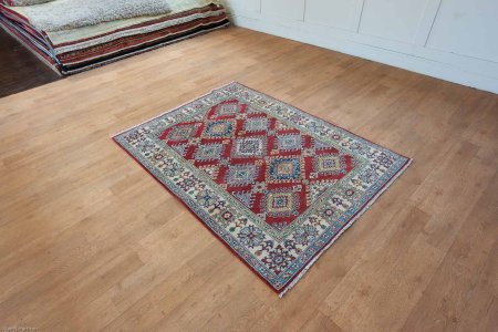 Hand-Knotted Kazak Yakash Rug From Afghanistan