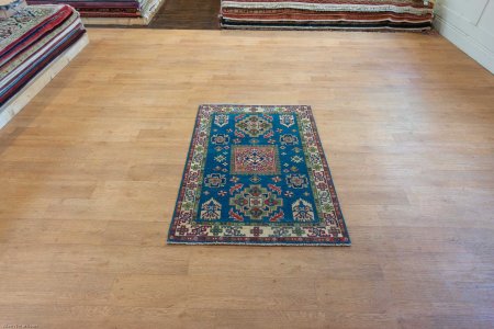 Hand-Knotted Kazak Yakash Rug From Afghanistan