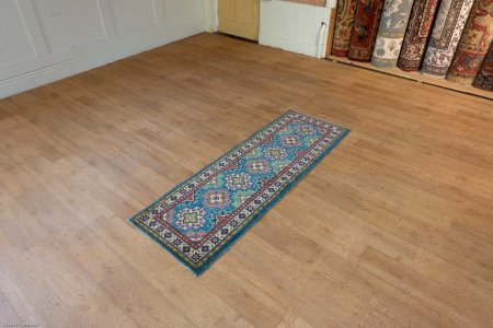 Hand-Knotted Kazak Runner From Afghanistan