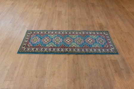 Hand-Knotted Kazak Runner From Afghanistan