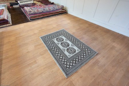 Hand-Knotted Aqcha Rug From Afghanistan