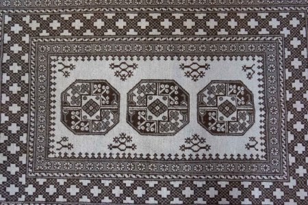 Hand-Knotted Aqcha Rug From Afghanistan