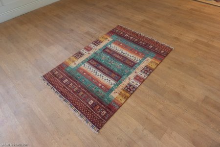 Hand-Knotted Kashgari Rug From Afghanistan