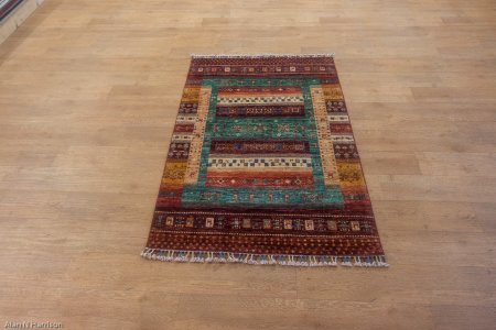 Hand-Knotted Kashgari Rug From Afghanistan