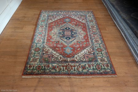 Hand-Knotted Indo Heriz Rug From India