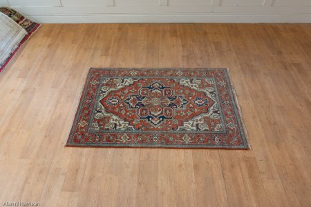 Hand-Knotted Indo Heriz Rug From India