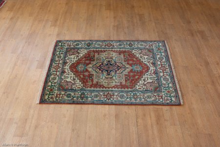 Hand-Knotted Indo Heriz Rug From India