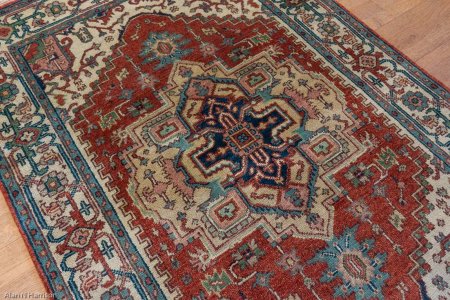 Hand-Knotted Indo Heriz Rug From India