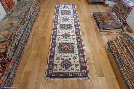 Hand-Knotted Indo Kazak Runner From India