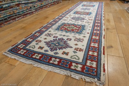 Hand-Knotted Indo Kazak Runner From India