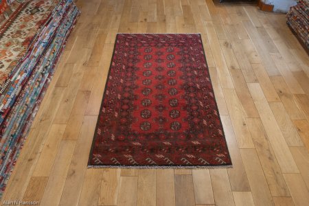 Hand-Knotted Aqcha Rug From Afghanistan