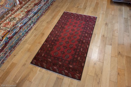 Hand-Knotted Aqcha Rug From Afghanistan
