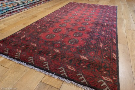 Hand-Knotted Aqcha Rug From Afghanistan