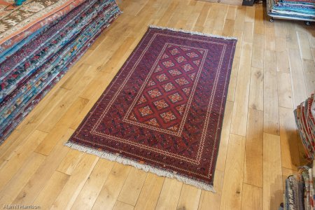 Hand-Knotted Kundoz Rug From Afghanistan