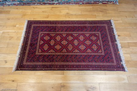 Hand-Knotted Kundoz Rug From Afghanistan