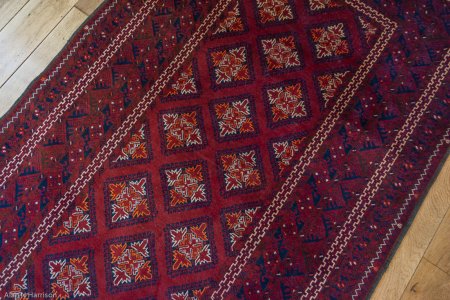 Hand-Knotted Kundoz Rug From Afghanistan