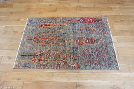 Hand-Knotted Khorjin Rug From Afghanistan