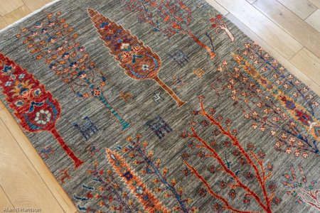 Hand-Knotted Khorjin Rug From Afghanistan