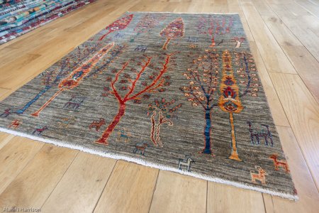 Hand-Knotted Khorjin Rug From Afghanistan