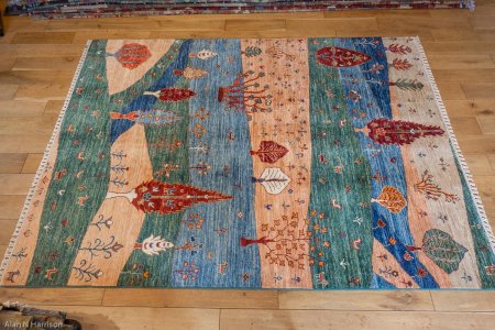 Hand-Knotted Khorjin Rug From Afghanistan