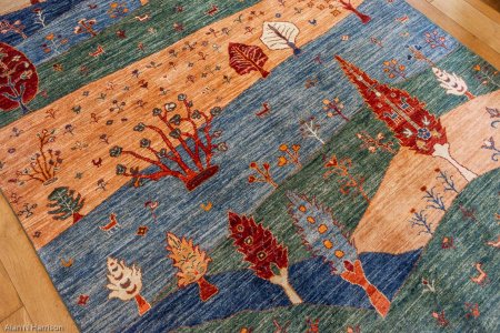 Hand-Knotted Khorjin Rug From Afghanistan