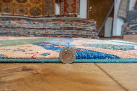 Hand-Knotted Khorjin Rug From Afghanistan